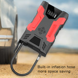 Car Jump Starter with Air Compressor, 3000A Peak Portable Battery, Built-in Air compressor and air hose, 150PSI Tire Inflator, Up to 7.0L Gas/5.0L Diesel, USB QC 3.0, 10000mAh, LED Flashlight, Power Bank, UL 2743 Certified, Suitable for 12V Car Battery