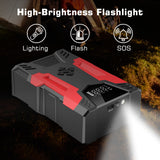 Car Jump Starter with Air Compressor, 3000A Peak Portable Battery, Built-in Air compressor and air hose, 150PSI Tire Inflator, Up to 7.0L Gas/5.0L Diesel, USB QC 3.0, 10000mAh, LED Flashlight, Power Bank, UL 2743 Certified, Suitable for 12V Car Battery