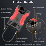 Car Jump Starter with Air Compressor, 3000A Peak Portable Battery, Built-in Air compressor and air hose, 150PSI Tire Inflator, Up to 7.0L Gas/5.0L Diesel, USB QC 3.0, 10000mAh, LED Flashlight, Power Bank, UL 2743 Certified, Suitable for 12V Car Battery