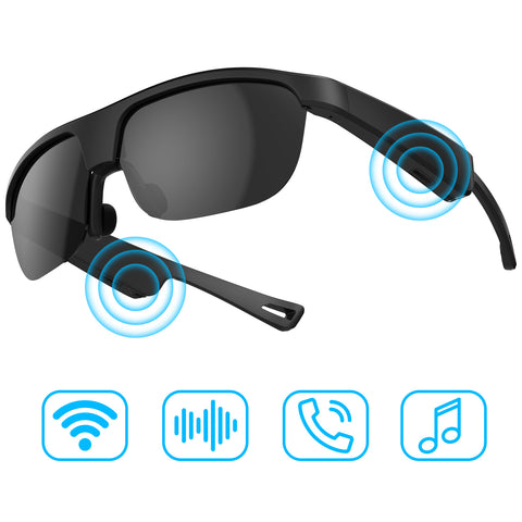 Polarized Bluetooth Smart Glasses with Built-in Mic & Speakers, Voice Assistant, Open-Ear Audio, HD Calling, Magnetic Charging, Noise Reduction, IP65 Waterproof, 60-Min Fast Charging, and 5-Hour Battery Life – Ideal for Sports & Outdoor Use