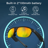 Polarized Bluetooth Smart Glasses with Built-in Mic & Speakers, Voice Assistant, Open-Ear Audio, HD Calling, Magnetic Charging, Noise Reduction, IP65 Waterproof, 60-Min Fast Charging, and 5-Hour Battery Life – Ideal for Sports & Outdoor Use