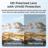 Polarized Bluetooth Smart Glasses with Built-in Mic & Speakers, Voice Assistant, Open-Ear Audio, HD Calling, Magnetic Charging, Noise Reduction, IP65 Waterproof, 60-Min Fast Charging, and 5-Hour Battery Life – Ideal for Sports & Outdoor Use