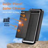 Outdoor Solar Portable Power Bank with Wireless Charging, Built-in 4 Cables, 10000mAh Battery, IP65 Waterproof, Dustproof,  Digital Display power, LED Flashlight, High Conversion efficiency