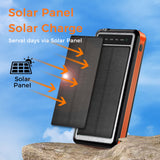Outdoor Solar Portable Power Bank with Wireless Charging, Built-in 4 Cables, 10000mAh Battery, IP65 Waterproof, Dustproof,  Digital Display power, LED Flashlight, High Conversion efficiency