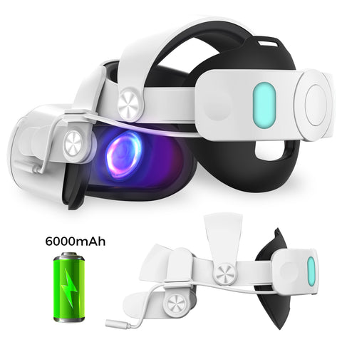 Meta Quest 2 Head Strap w/ 6000mAh Battery- 4Hr extra- Comfort /Adjust