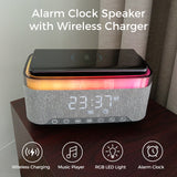 10W Bluetooth Stereo Speaker-Alarm Clock, Wireless Charging, RGB light