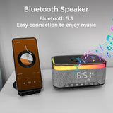 10W Bluetooth Stereo Speaker-Alarm Clock, Wireless Charging, RGB light