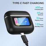 Wireless Earbudswith LCD Full-color Touch Screen, 5.3 Bluetooth Headphone, True Wireless Noise Cancelling, 1.47inch Screen, 32H Playback, IP4 Waterproof, Lightweight, ANC & Transparency Mode, 450mAh Battery Wireless Charging Case