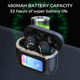 Wireless Earbudswith LCD Full-color Touch Screen, 5.3 Bluetooth Headphone, True Wireless Noise Cancelling, 1.47inch Screen, 32H Playback, IP4 Waterproof, Lightweight, ANC & Transparency Mode, 450mAh Battery Wireless Charging Case
