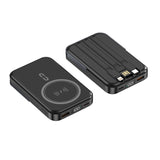10000mAh Magnetic Power Bank w/ Stand- 3 Built-in Cables & Wireless Charging