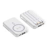 10000mAh Magnetic Power Bank w/ Stand- 3 Built-in Cables & Wireless Charging