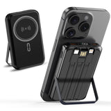 10000mAh Magnetic Power Bank w/ Stand- 3 Built-in Cables & Wireless Charging