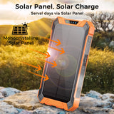 Outdoor Solar Portable Power Bank with Wireless Charging, Built-in 4 Cables, 20000mAh Battery, IP65 Waterproof, Dustproof, Digital Display power, Dual LED Flashlight, High Conversion efficiency