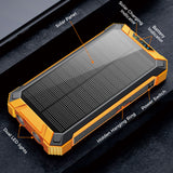 Outdoor Solar Portable Power Bank with Wireless Charging, Built-in 4 Cables, 20000mAh Battery, IP65 Waterproof, Dustproof, Digital Display power, Dual LED Flashlight, High Conversion efficiency