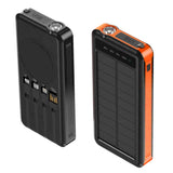 Outdoor Solar Portable Power Bank with Wireless Charging, Built-in 4 Cables, 10000mAh Battery, IP65 Waterproof, Dustproof,  Digital Display power, LED Flashlight, High Conversion efficiency