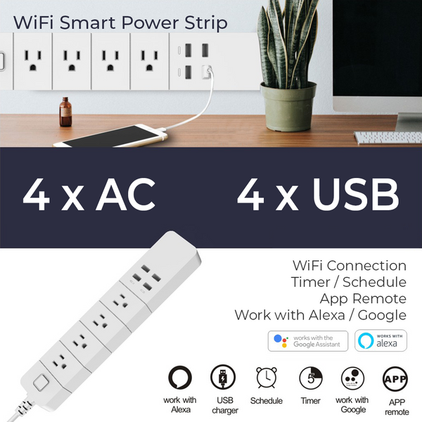 Wireless Smart Power Strip with Surge protection, Compatible with Alex –  Sungale E-Store