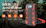 Model: A10 - Portable 12V Jump Starter, 800A Peak 10000mAh (6.0L Gas Car or 3.0L Diesel Car) + Power Bank & Flashlight