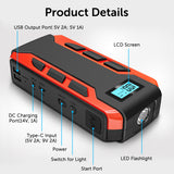 Model: A10 - Portable 12V Jump Starter, 800A Peak 10000mAh (6.0L Gas Car or 3.0L Diesel Car) + Power Bank & Flashlight