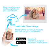 Model: KS1016 -Alpha Digital- 10" Cloud Frame w/ Battery - Smart Phone APP / 20GB Cloud Storage - Easiest Way to Share Photos with Family