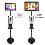 Sungale Digital Signage Stand w/ Hand Sanitizer Dispenser Station - Floor Standing - Great for Public Space Advertising