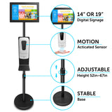 Sungale Digital Signage Stand w/ Hand Sanitizer Dispenser Station - Floor Standing - Great for Public Space Advertising
