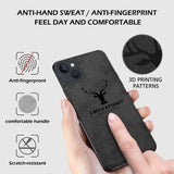 Alpha Digital Luxury Soft Texture Deer Patterned TPU Cloth Protective Case for iPhone13, Dirt-resistant, Anti-Shock, Anti-Fingerprint, Full Body Protective