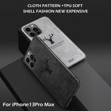 Alpha Digital Luxury Soft Texture Deer Patterned TPU Cloth Protective Case for iPhone13 Pro Max, Dirt-resistant, Anti-Shock, Anti-Fingerprint, Full Body Protective