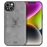 Alpha Digital Luxury Soft Texture Deer Patterned TPU Cloth Protective Case for iPhone14/14Plus, Dirt-resistant, Anti-Shock, Anti-Fingerprint, Full Body Protective