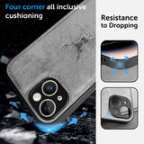 Alpha Digital Luxury Soft Texture Deer Patterned TPU Cloth Protective Case for iPhone14/14Plus, Dirt-resistant, Anti-Shock, Anti-Fingerprint, Full Body Protective