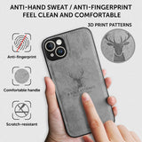 Alpha Digital Luxury Soft Texture Deer Patterned TPU Cloth Protective Case for iPhone14/14Plus, Dirt-resistant, Anti-Shock, Anti-Fingerprint, Full Body Protective