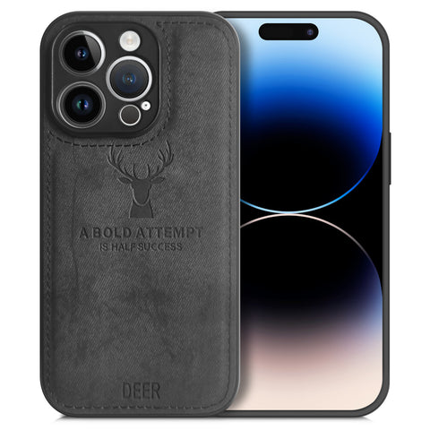 Alpha Digital Luxury Soft Texture Deer Patterned TPU Cloth Protective Case for iPhone14Pro/14Pro Max, Dirt-resistant, Anti-Shock, Anti-Fingerprint, Full Body Protective