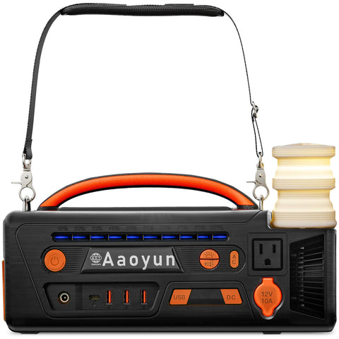 AOY-320 Portable Power Station | 300W Pure Sine Wave Inverter | 296Wh Battery Backup for Camping & Emergency | Type-C & Solar Charging