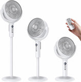 Cordless Floor Fan: 12000mAh Battery, Remote, 3D Oscillating, 8 Speeds - White