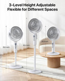 Cordless Floor Fan: 12000mAh Battery, Remote, 3D Oscillating, 8 Speeds - White