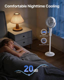 Cordless Floor Fan: 12000mAh Battery, Remote, 3D Oscillating, 8 Speeds - White