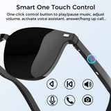 ALPHA DIGITAL Polarized Smart Bluetooth Glasses with Built-in Mic & Speakers, 2 Interchangeable Lenses, Open-Ear Music, HD Calling, Voice Assistant, IP65 Waterproof, 60-Min Charging, 5-Hr Battery Life