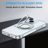 Full Protective iPhone 15/ 15Plus / 15Pro / 15ProMax Case PRO MAX w/ Magnetic Rotatable Ring Stand- Soft Flex -360 shockproof