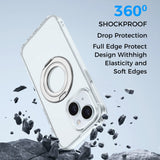Full Protective iPhone 15/ 15Plus / 15Pro / 15ProMax Case PRO MAX w/ Magnetic Rotatable Ring Stand- Soft Flex -360 shockproof