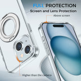 Full Protective iPhone 15/ 15Plus / 15Pro / 15ProMax Case PRO MAX w/ Magnetic Rotatable Ring Stand- Soft Flex -360 shockproof