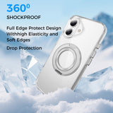 Full Protective iPhone 16/ 16Plus / 16Pro / 16ProMax Case w/ Magnetic Rotatable Ring Stand- Soft Flex -360 shockproof