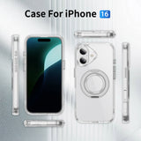 Full Protective iPhone 16/ 16Plus / 16Pro / 16ProMax Case w/ Magnetic Rotatable Ring Stand- Soft Flex -360 shockproof