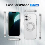 Full Protective iPhone 16/ 16Plus / 16Pro / 16ProMax Case w/ Magnetic Rotatable Ring Stand- Soft Flex -360 shockproof