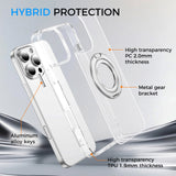 Full Protective iPhone 16/ 16Plus / 16Pro / 16ProMax Case w/ Magnetic Rotatable Ring Stand- Soft Flex -360 shockproof