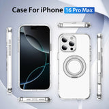 Full Protective iPhone 16/ 16Plus / 16Pro / 16ProMax Case w/ Magnetic Rotatable Ring Stand- Soft Flex -360 shockproof