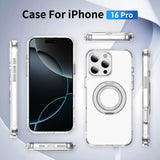 Full Protective iPhone 16/ 16Plus / 16Pro / 16ProMax Case w/ Magnetic Rotatable Ring Stand- Soft Flex -360 shockproof