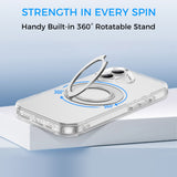 Full Protective iPhone 17/ 17Plus/ 17Pro/ 17ProMax Case w/ Magnetic Rotatable Ring Stand- Soft Flex, Anti-Drop/Fingerprint -360 shockproof