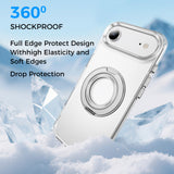 Full Protective iPhone 17/ 17Plus/ 17Pro/ 17ProMax Case w/ Magnetic Rotatable Ring Stand- Soft Flex, Anti-Drop/Fingerprint -360 shockproof