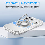 Full Protective iPhone 17/ 17Plus/ 17Pro/ 17ProMax Case w/ Magnetic Rotatable Ring Stand- Soft Flex, Anti-Drop/Fingerprint -360 shockproof