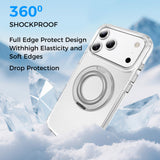 Full Protective iPhone 17/ 17Plus/ 17Pro/ 17ProMax Case w/ Magnetic Rotatable Ring Stand- Soft Flex, Anti-Drop/Fingerprint -360 shockproof