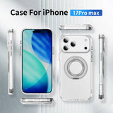Full Protective iPhone 17/ 17Plus/ 17Pro/ 17ProMax Case w/ Magnetic Rotatable Ring Stand- Soft Flex, Anti-Drop/Fingerprint -360 shockproof